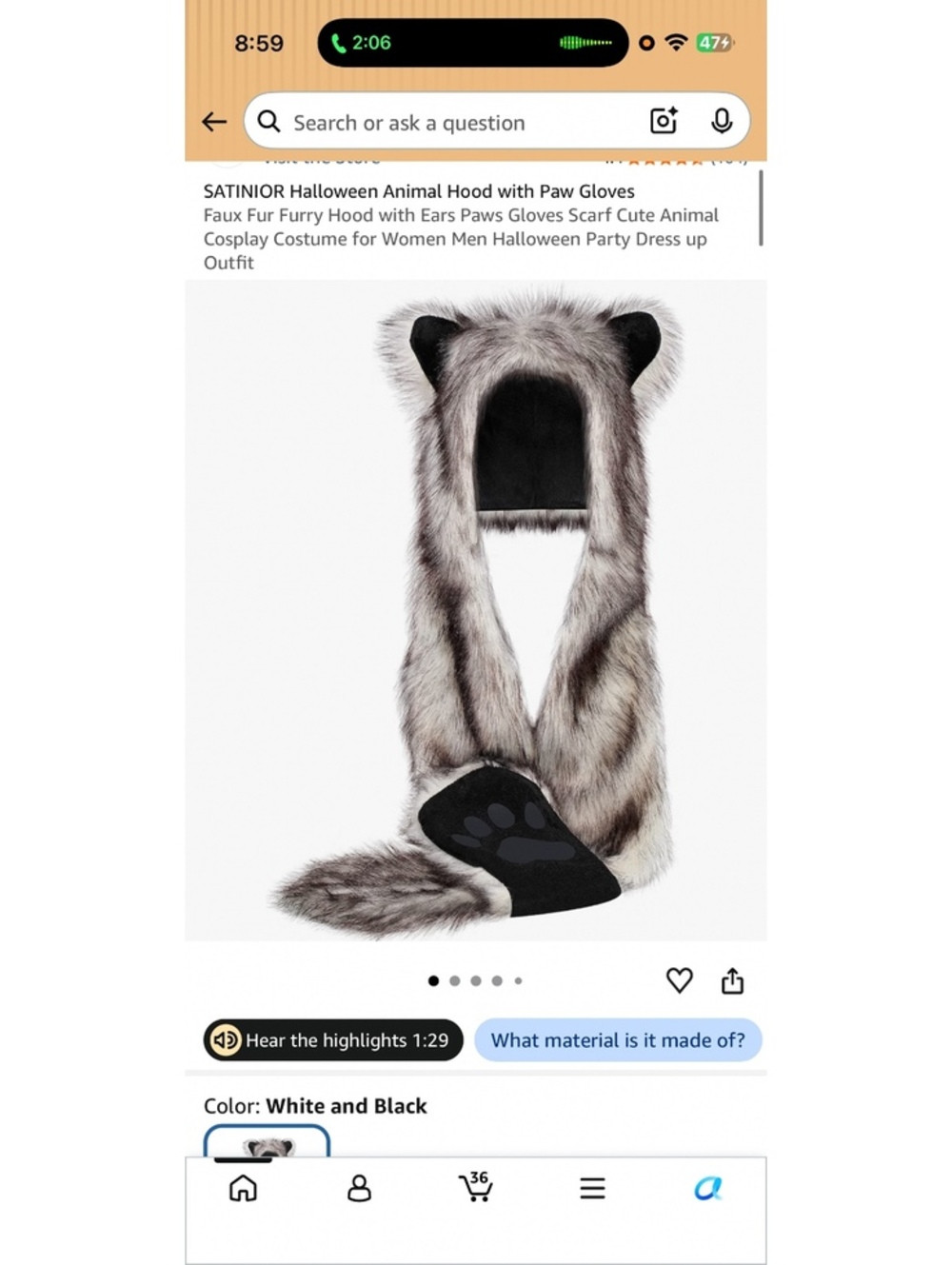 3 in 1 Cartoon Full Animal Faux Fur Hoods with Ear Flaps Scarf Spirit Paws